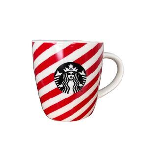 Starbucks Candy Cane Red & White Peppermint Stripe Coffee Mug 12 oz EUC
